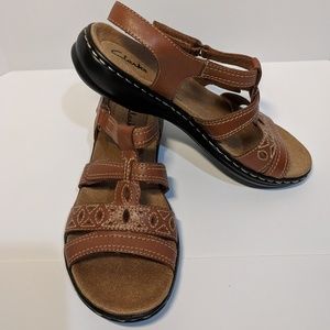 Like New Clark Leather Strap Sandals